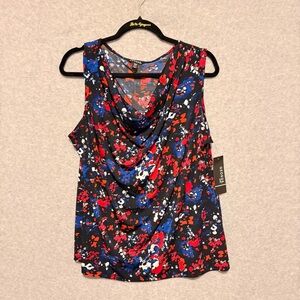 NWT George Floral Cowl Neck Blouse - Black, Red, Blue